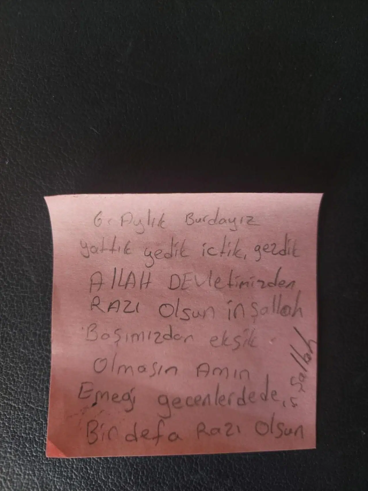 Eskişehir'de Kalan Depremzedenin Yazdığı Teşekkür Notu