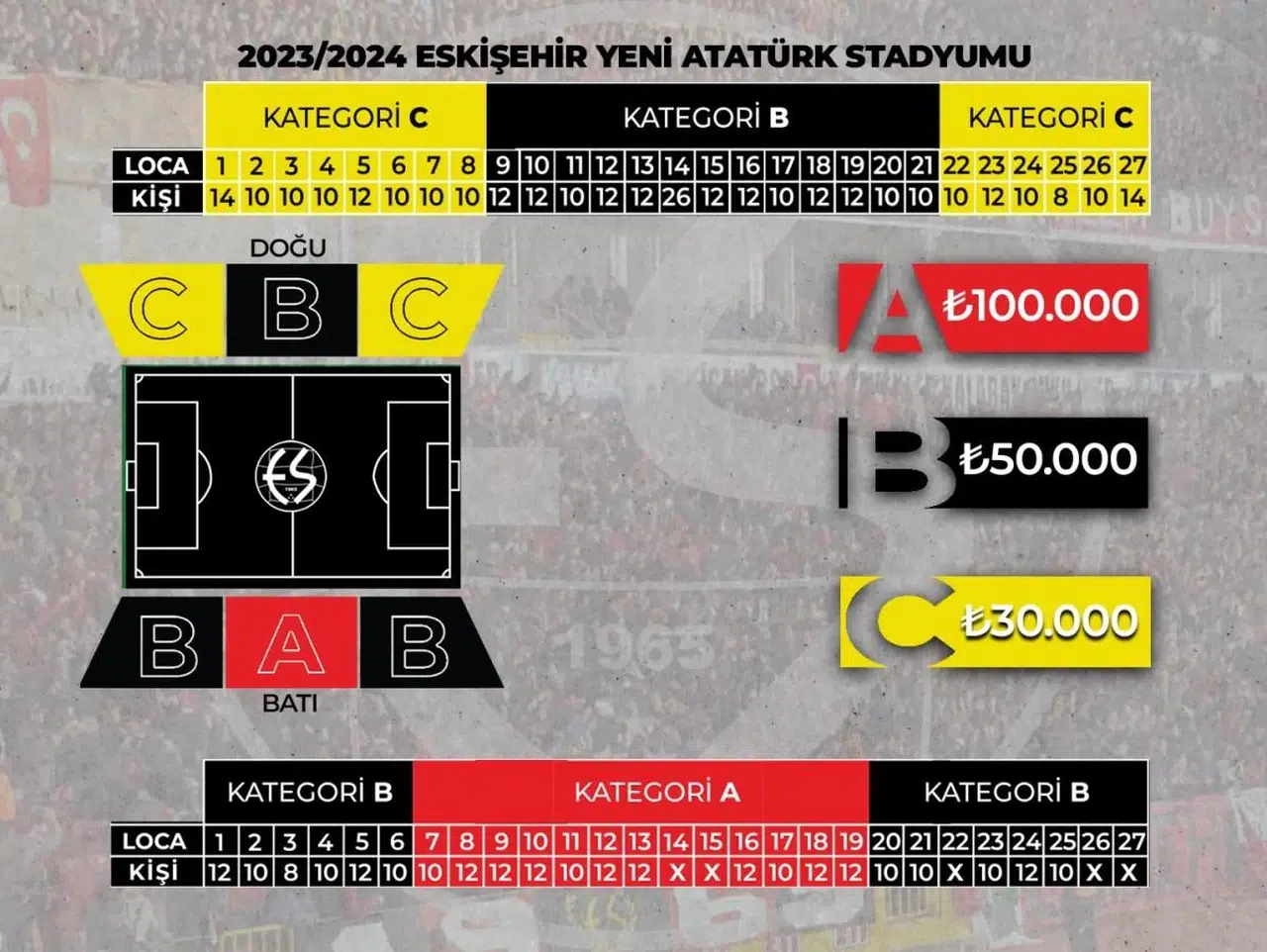 Eskişehirspor 2023-2024 Sezonu Loca Biletleri Satışa Açıldı
