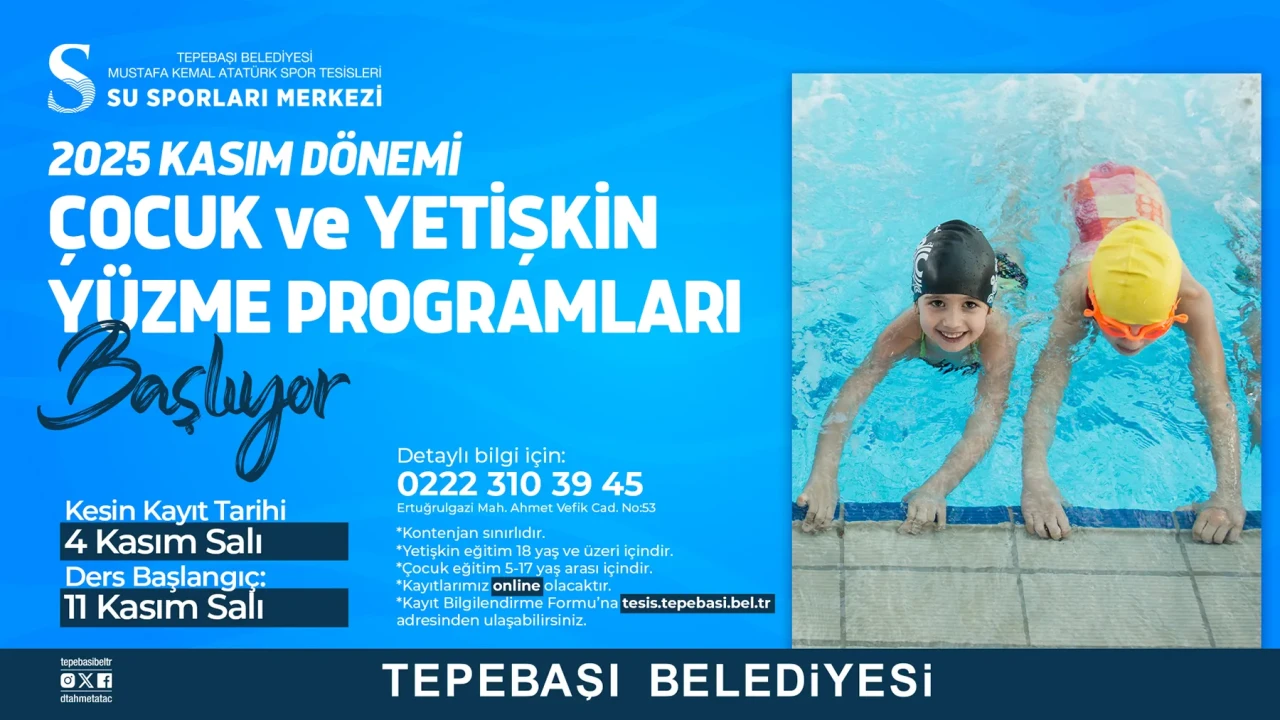 Tepebaşı Belediyesi 2025 Kasım Dönemi Yüzme Kursu Kayıtları Başladı