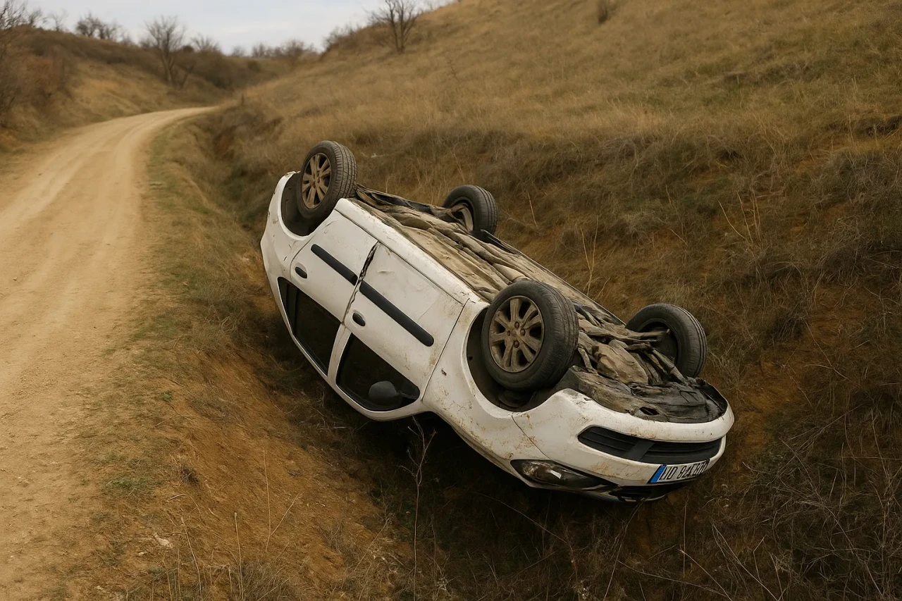 Takla atan otomobil şarampole düştü: Sürücü hastaneye kaldırıldı