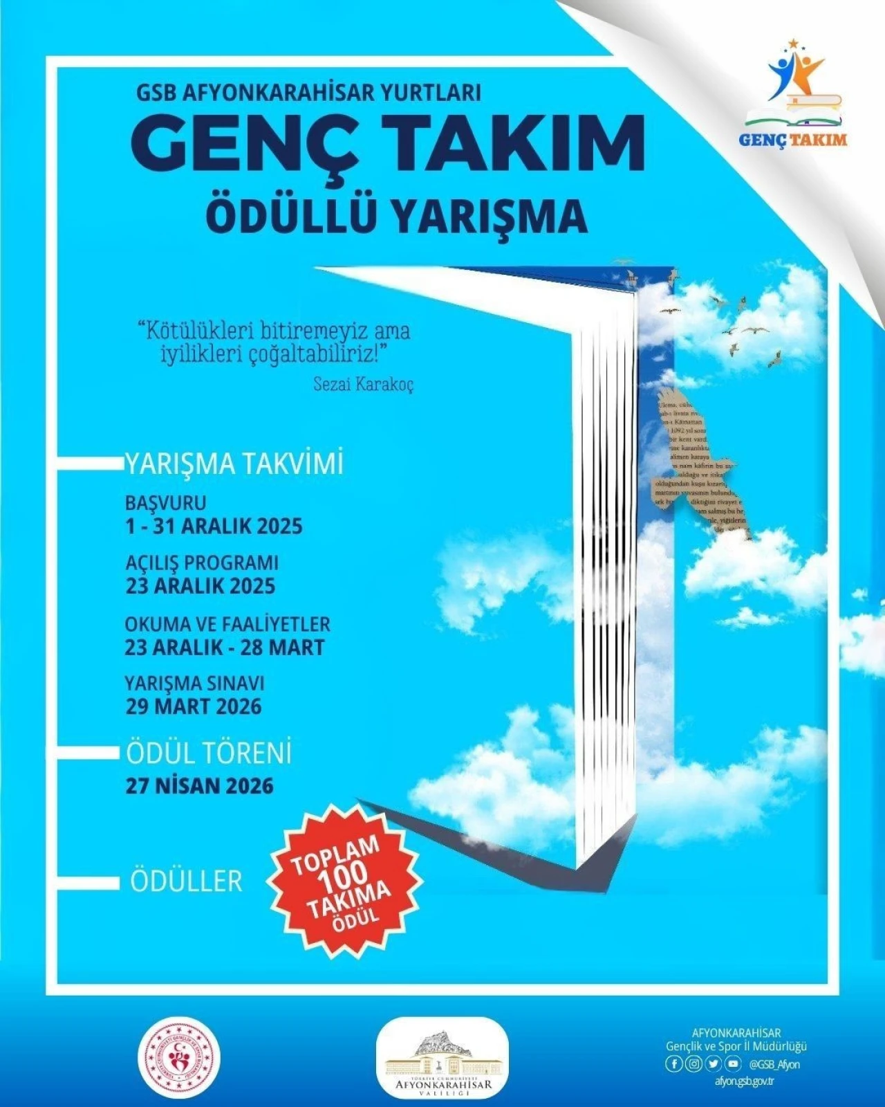 Afyonkarahisar’da yurt öğrencilerine “Genç Takım” ödüllü gelişim projesi başlatıldı