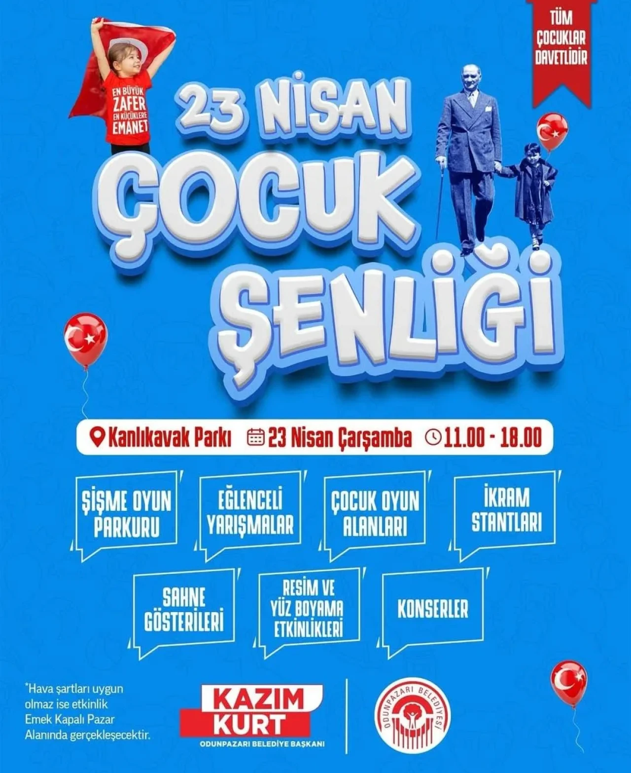 Odunpazarı Belediyesi’nden 23 Nisan Çocuk Şenliği Duyurusu