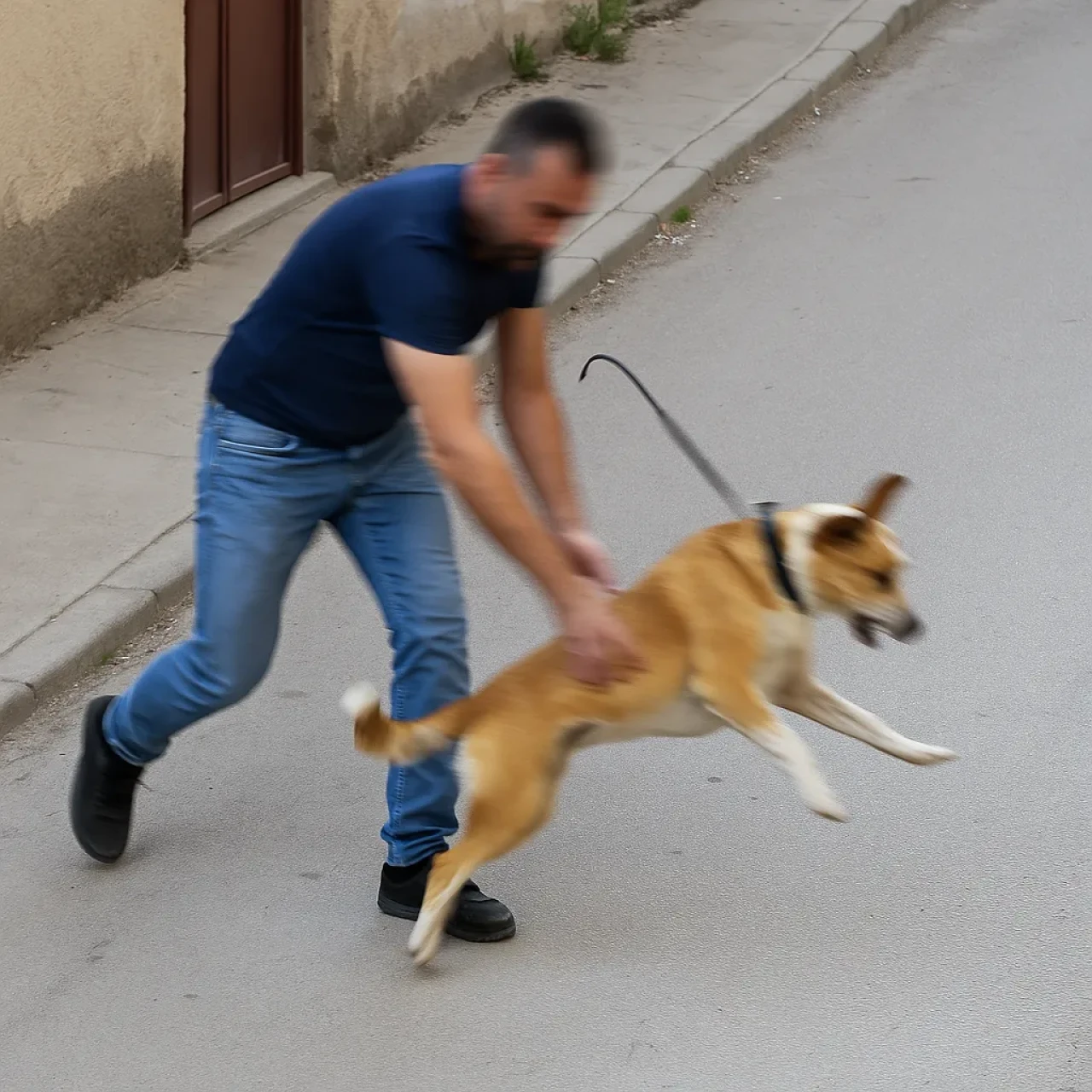 Tasmalı Köpeği Sertçe Yere Attı, Kaçamadı!