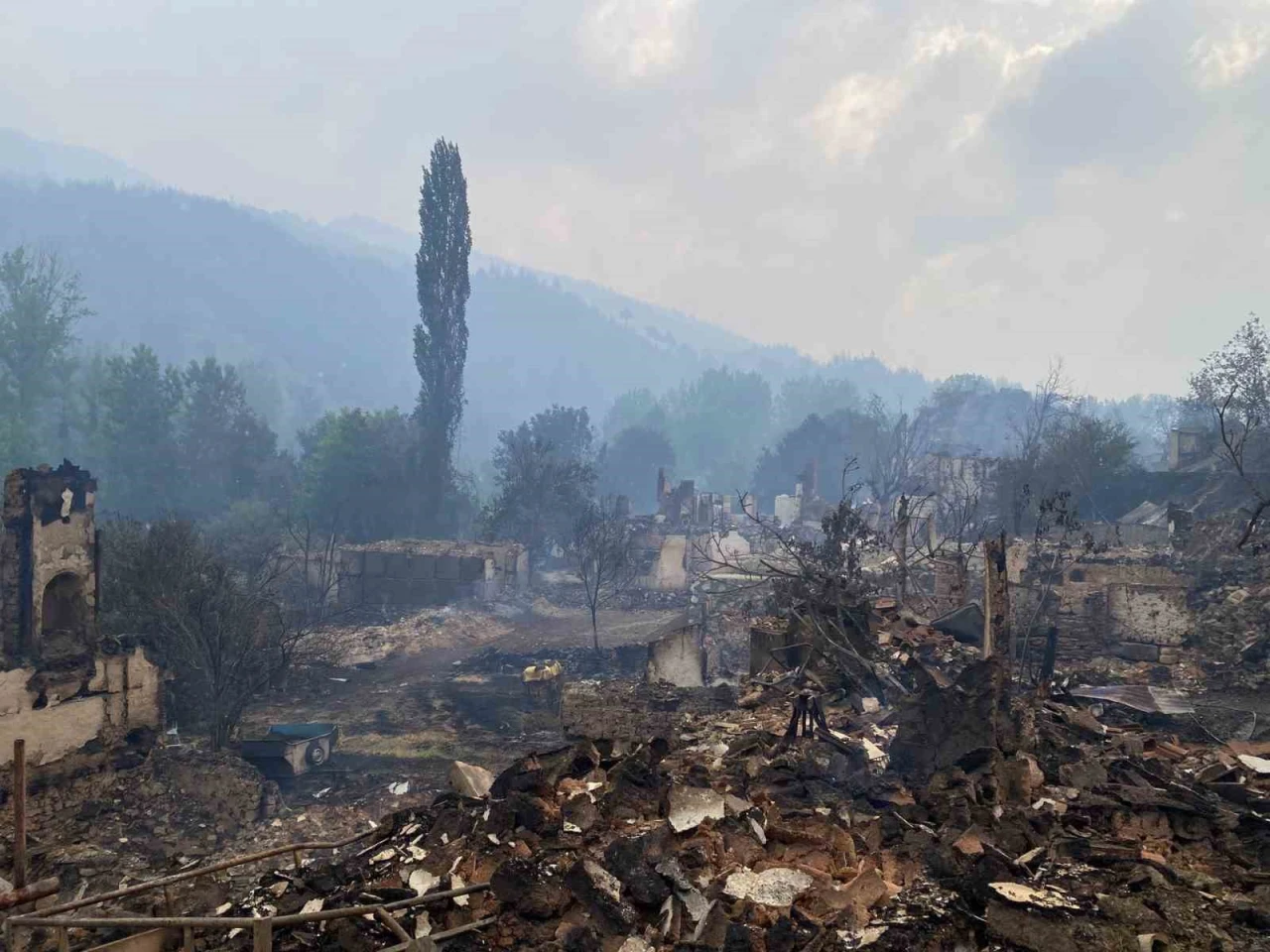 Bilecik’te 3 gündür devam eden yangın yağmurun etkisiyle kısmen kontrol altına alındı