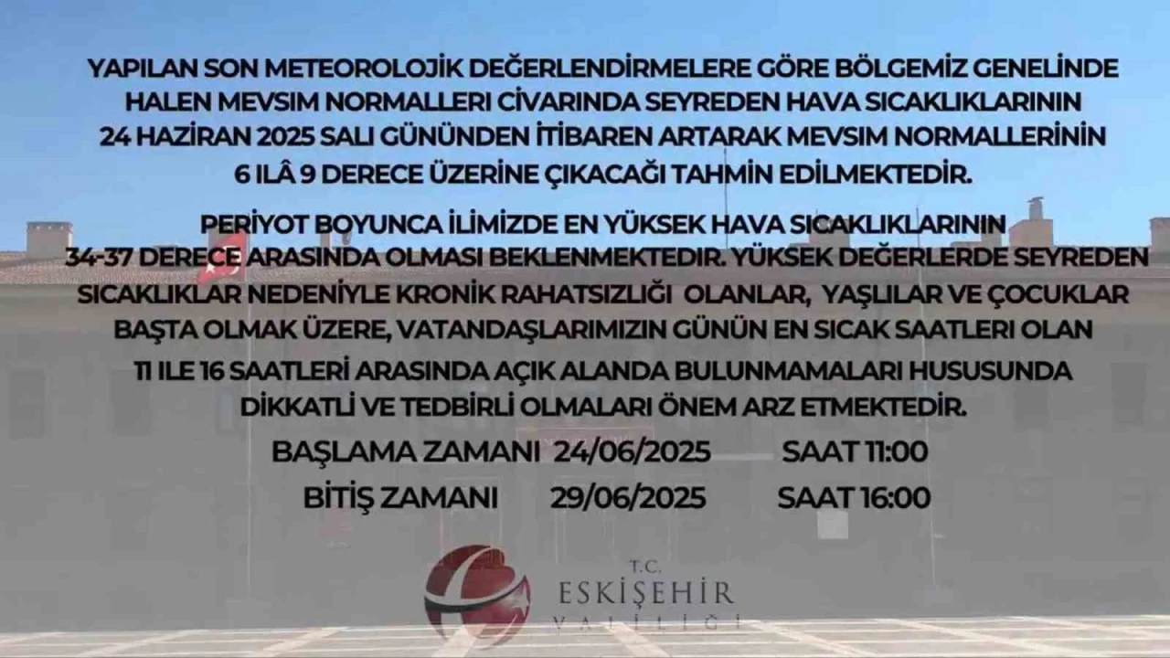 Valilik uyardı: Gölge bile serinletmeyecek!