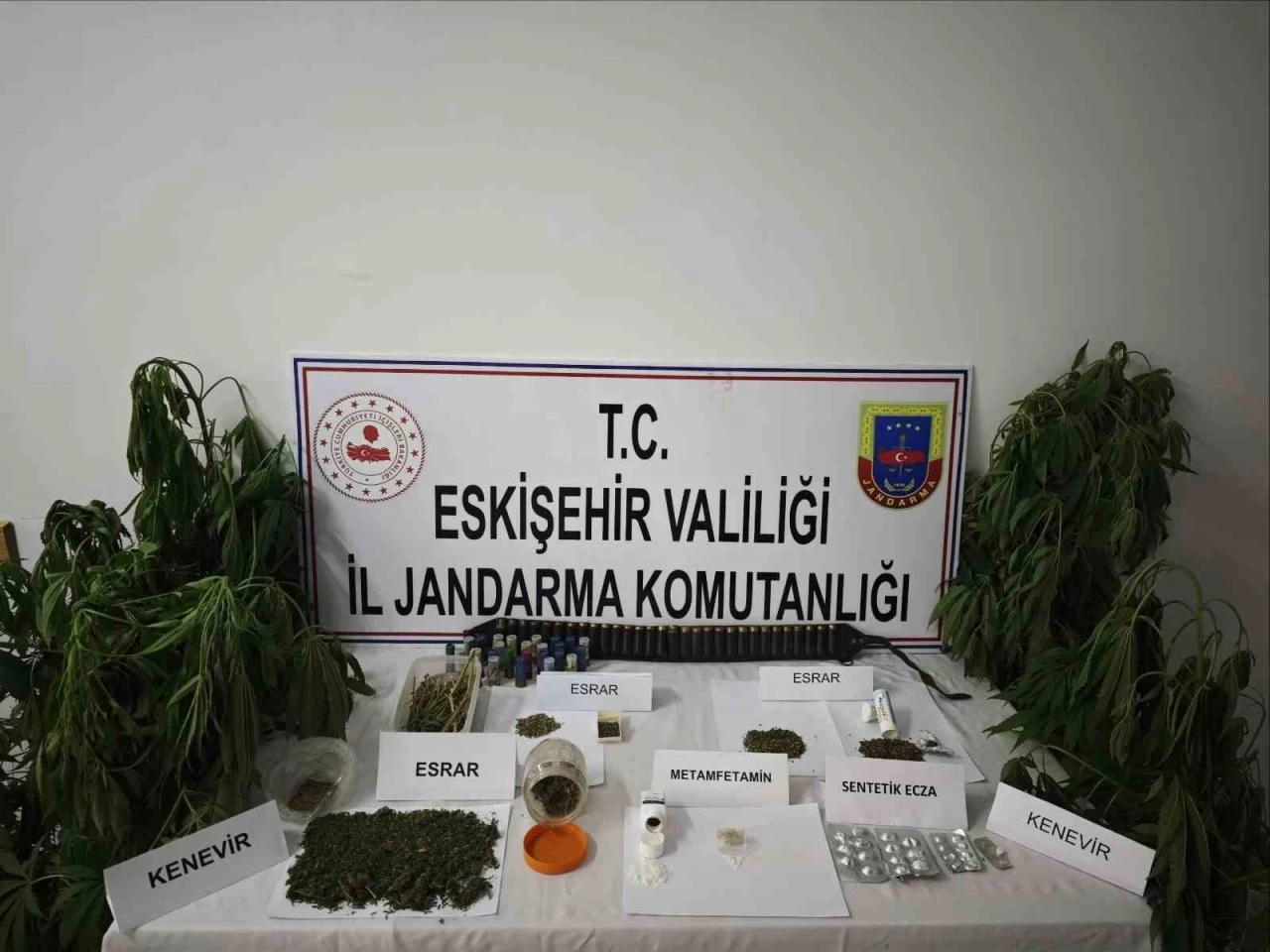 İnönü'de kenevir operasyonu: 30 kök bitki ve uyuşturucu maddeler ele geçirildi