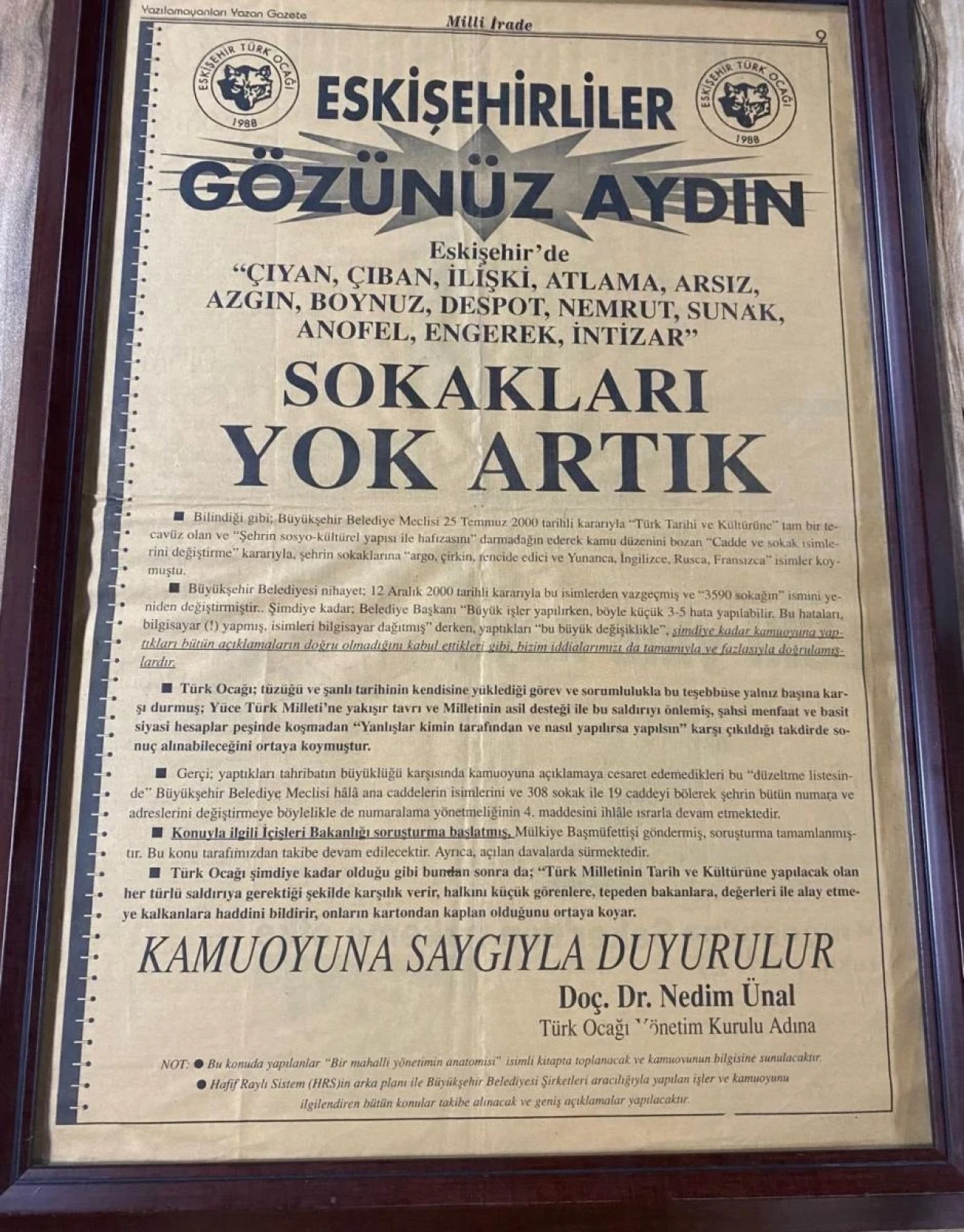 Büyükerşen&#8217;e Türk Ocağı&#8217;da Tepki Gösterdi