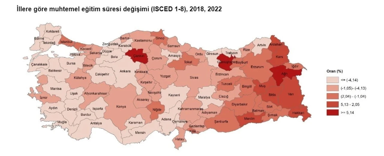 Tüi̇ke Göre Eski̇şehi̇r Muhtemel Eği̇ti̇m Süresi̇ni̇n En Çok Düşüş Gösterdi̇ği̇ İller Arasında