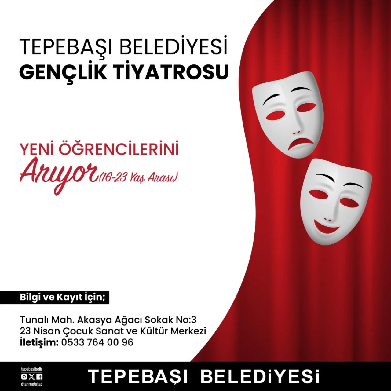 Tepebaşı Belediyesi Genç Tiyatrocular Arıyor