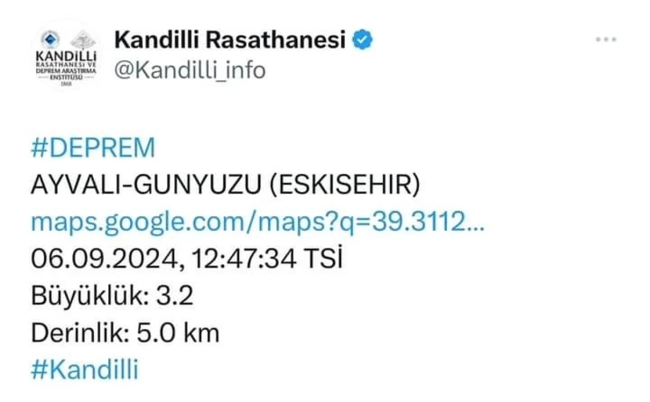 Eskişehir’de 3.2 Şiddetinde Deprem Meydana Geldi