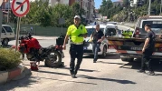 Kontrolden Çıkan Motosiklet Devrildi, Sürücü Yaralandı