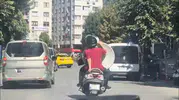 Eskişehir’de Motosiklette Çanak Antenle Tehlikeli Yolculuk