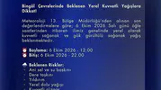 Bingöl'de 10 saatlik kritik hava uyarısı: Sel ve su baskını riski kapıda