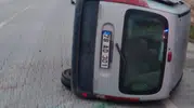 Eskipazar kara yolunda kontrolden çıkan otomobil takla attı