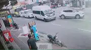 Kaymaklı'da tırın karıştığı zincirleme kaza güvenlik kamerasına yansıdı