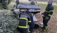 Yenigüven köyü yolunda direksiyon hakimiyetini kaybeden sürücü şarampole uçtu