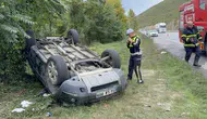 Samsun-Ankara yolunda korkutan kaza: Direksiyon hakimiyetini kaybeden sürücü takla attı