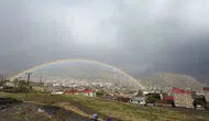 Hakkari'de sağanak sonrası gökyüzü renk cümbüşüne büründü
