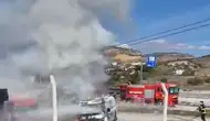 Tosya'da park halindeki tanker alevlere teslim oldu