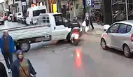 Sinop'ta motokuryenin karıştığı trafik kazası güvenlik kamerasına yansıdı