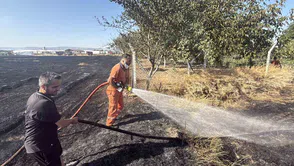 Sultandere'deki Anız Yangını Fabrikalara 200 Metre Kala Durduruldu