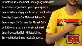 Eskişehirspor’dan Taha Ağdağ transferi için teşekkür mesajı