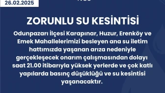 Eskişehir'de Zorunlu Su Kesintisi Yaşanacak