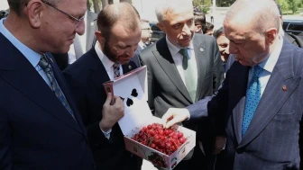 KÜTAHYA MİLLETVEKİLLERİNDEN CUMHURBAŞKANI ERDOĞAN’A PAZARLAR KİRAZI İKRAMI
