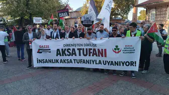 Bursa sokaklarında Filistin için yükselen ses: Aksa Tufanı yürüyüşü
