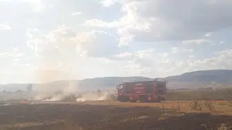 Çivril ovasında korkutan yangın: Ekipler alevleri büyümeden durdurdu