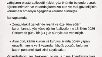 Zonguldak'ta şiddetli yağış uyarısı: Okullara bir gün ara verildi