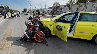 Edirne'de trafik kazası: Taksi ile motosikletin çarpışması sonucu iki kişi hastanelik oldu