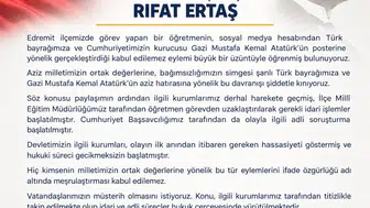Edremit'te öğretmenin bayrak ve Atatürk posterine yönelik hakaretine sert tepki