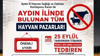 Aydın'da hayvan sağlığı için kritik karar: Tüm pazarlar süresiz kapatıldı