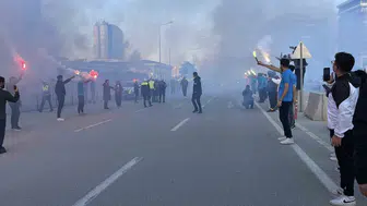 Konya'da Filistin Milli Takımı'na meşaleli ve coşkulu karşılama