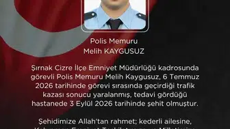 Şırnak'ta görev başında yaralanan polis memuru Melih Kaygusuz şehit düştü