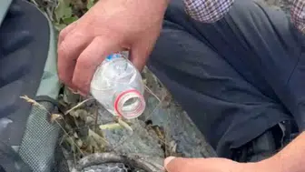 Elazığ'da alevlerin ortasında kalan kaplumbağaya vatandaş şefkati