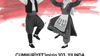 Didim'de Cumhuriyetin 103. yılına özel 103 kişilik dev zeybek gösterisi