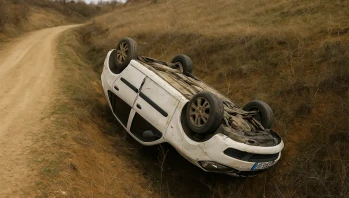 Takla atan otomobil şarampole düştü: Sürücü hastaneye kaldırıldı