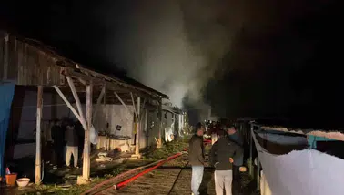 İnegöl'de gece yarısı yangını: Büyükbaş hayvan çiftliği küle döndü