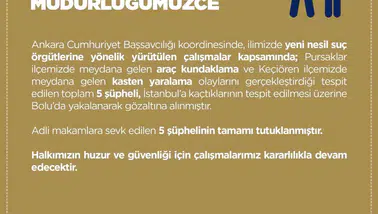 Ankara'daki suç örgütü üyeleri Bolu'da yakayı ele verdi