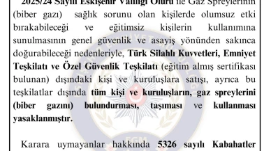 Sertifikası Olmayan Kişilerin Biber Gazı Kullanması Yasaklandı