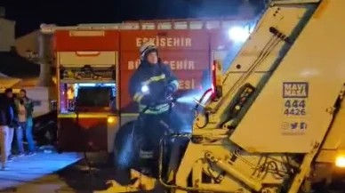 Eskişehir’de Çöp Kamyonunda Çıkan Yangın Korkuttu