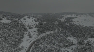 Eskişehir Bozdağ Karla Kaplandı, Yüksek Rakım Havadan Görüntülendi