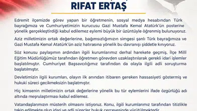 Edremit'te öğretmenin bayrak ve Atatürk posterine yönelik hakaretine sert tepki