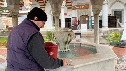 Kurşunlu Camii'nde Şadırvana Bakım Çalışması