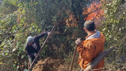 Hopa’da 5 hektarlık alanı küle çeviren orman yangınıyla mücadele sürüyor