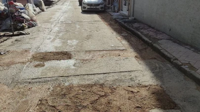 Yoldaki çukurları vatandaş doldurdu