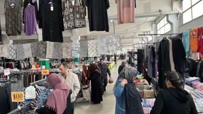 Eskişehir’de giyim pazarına yoğun ilgi