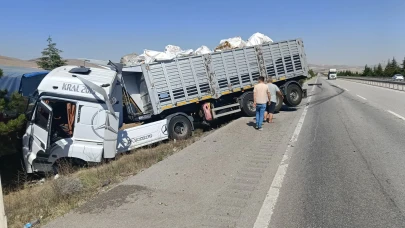 Tırın çarptığı kamyonet şarampole yuvarlandı: 1 yaralı
